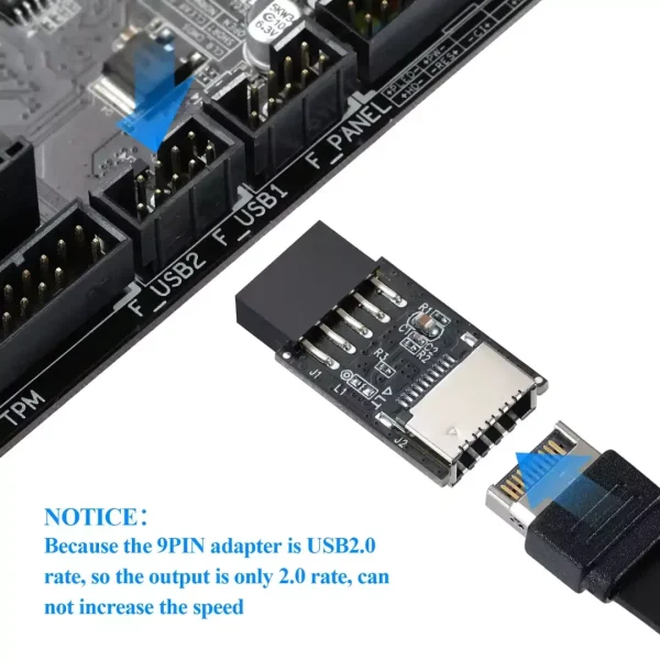 MZHOU USB 2.0 Front Panel Header USB 9pin to USB 2.0 Type-E Internal Adapter