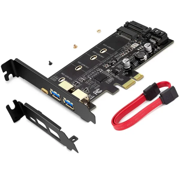 PCI-E to USB 3.0 PCI Express Card incl.1 USB C and 2 USB A Ports,Adding M.2 NVME SATA III SSD