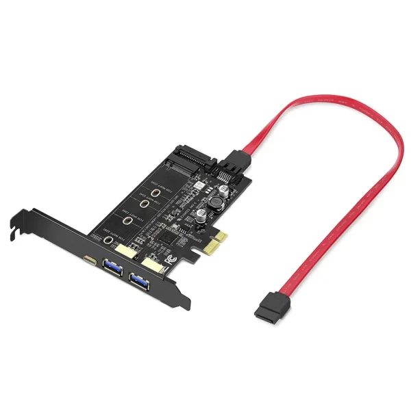 PCI-E to USB 3.0 PCI Express Card incl.1 USB C and 2 USB A Ports,Adding M.2 NVME SATA III SSD