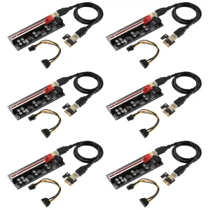 6PACK PCI-E 1X to 16X V009S-PLUS Riser Card with 6 PCI-E 1X