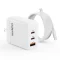 USB 3.0 65W Fast Charger Plug 3 Port with 2M Fast Charger Cable, USB A+USB C