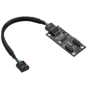 USB 2.0 9PIN to Dual 9PIN Hub Adapter Card