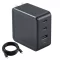 65W Fast Charger Plug 3 Port with 2M Fast Charger Cable, USB A+USB C