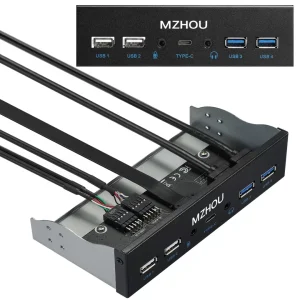 USB2.0 + 3.0 Metal Front, 5.25 inch 19Pin Front Panel Adapter, 4 USB 3.0 Port hubs