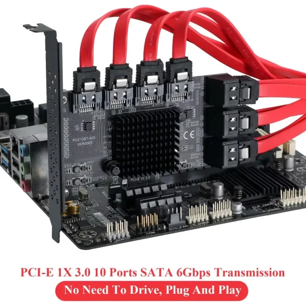 PCI-E 1X Interface 3.0 10 Port SATA Card 6Gbps SATA 3.0 PCIe Card,Support 10 Port SATA 3.0 Devices