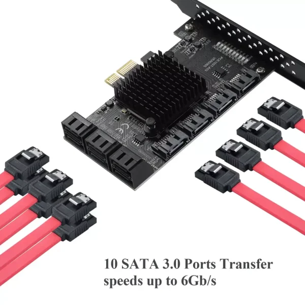 PCI-E 1X Interface 3.0 10 Port SATA Card 6Gbps SATA 3.0 PCIe Card,Support 10 Port SATA 3.0 Devices