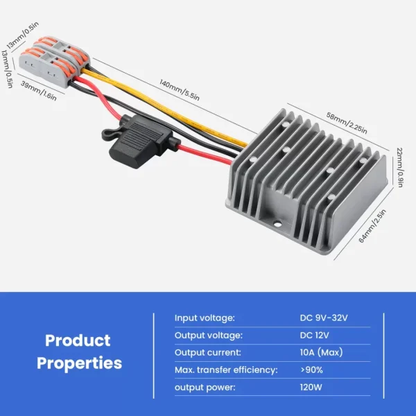 DC/DC 9-32 to 12V 10A 120W MAX Converter DC 12V/24V to 12V 10A Voltage Stabilizer