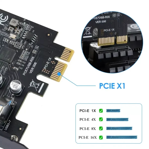 7 Port PCI Express Expansion Card, USB 3.0 7 Port Front Expansion Card, Connect 7 Devices Expanded