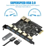 7 Ports PCI-E to USB 3.0 Expasion Card with 19-Pin SATA Power Connector Superspeed up to 5Gbps