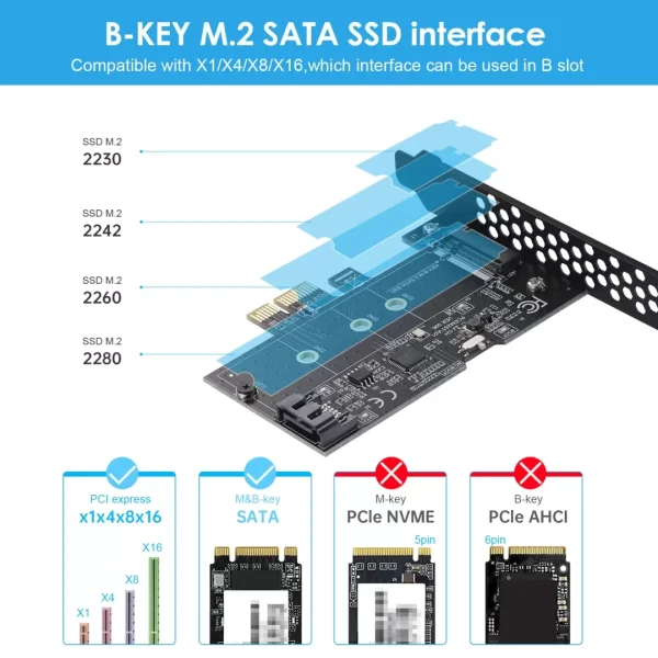 PCI-E PCI Express to 1 SATA 3.0 to 1 Port M.2 NGFF SATA Adapter Card