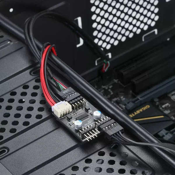 9-Pin USB Motherboard Header 1 to 2 USB Extension Cable USB 2.0 9Pin