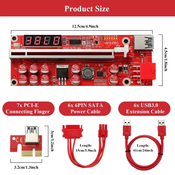 MZHOU 6PACK PCI-E 1X to 16X Riser Card - VER013 Pro PCIe Riser Adapter Card  - MZHOU