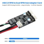 9-Pin USB Motherboard Header 1 to 2 USB Extension Cable USB 2.0 9Pin