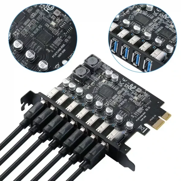 7 Port PCI Express Expansion Card, USB 3.0 7 Port Front Expansion Card, Connect 7 Devices Expanded