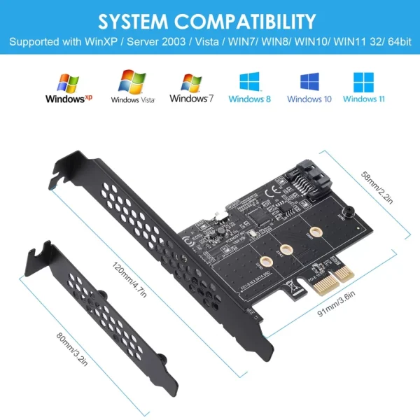 PCI-E PCI Express to 1 SATA 3.0 to 1 Port M.2 NGFF SATA Adapter Card