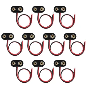 9V Battery Connector,10 PCS T-Type 9 Volt Buckle Connector Hard Plastic for Equipment with Battery