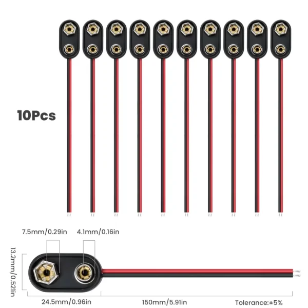 9V Battery Connector,10 PCS I-Type 9 Volt Buckle Connector Hard Plastic for Equipment with Battery