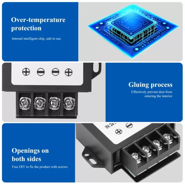 DC 24V to 12V Step Down Converter,DC 15V-35V to 12V 10A max 120W Power Voltage Buck Converter