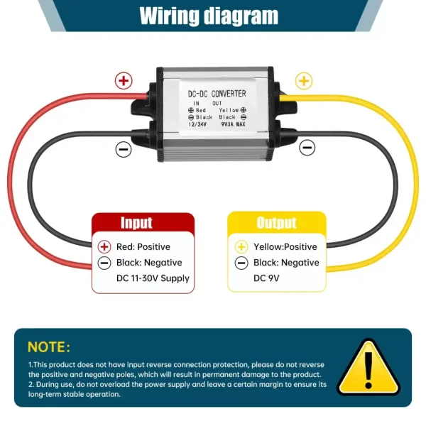 Voltage Converter DC 12V/24V to DC 9V 3A Power Converter DC 11-30V to 9V 3A 27W MAX Buck Converter