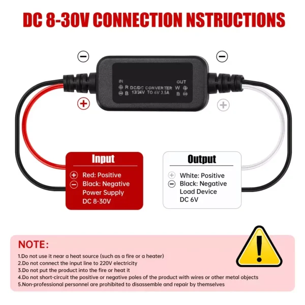 DC 12V/24V to 6V DC 8-30V to 6V 2.5A/3A 18W Max Step-Down Converter