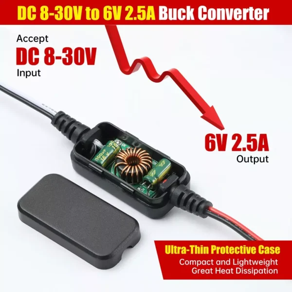 DC 12V/24V to 6V DC 8-30V to 6V 2.5A/3A 18W Max Step-Down Converter