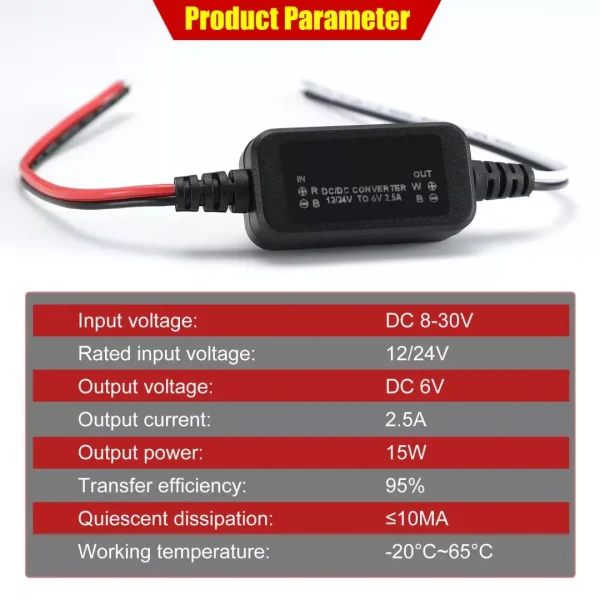 DC 12V/24V to 6V DC 8-30V to 6V 2.5A/3A 18W Max Step-Down Converter